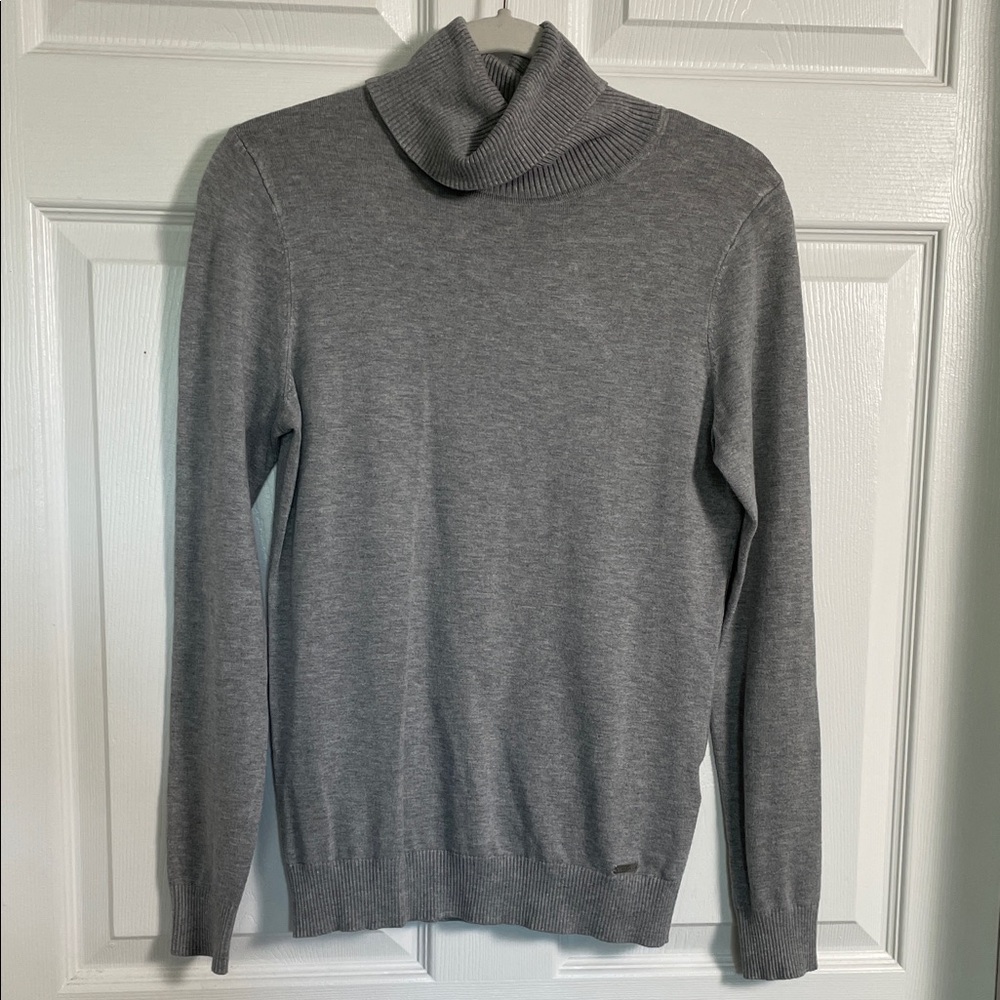 Calvin Klein Sweater Turtleneck Thin Rayon Nylon Casual Grey Gray Women's Small - Picture 2 of 11